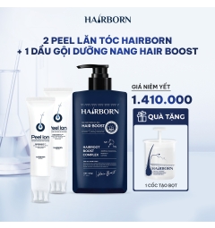 Combo dầu gội dưỡng nan + 2 peel lăn tóc hair born 