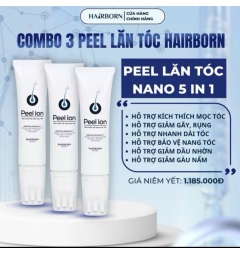 combo 3 Lăn Mọc Tóc HairBorn ion nano 2 chiều tuýp 60ml, tóc dày, chắc khỏe